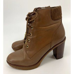 Michael Kors Brown Leather Lace Up Bootie Women Size 9M